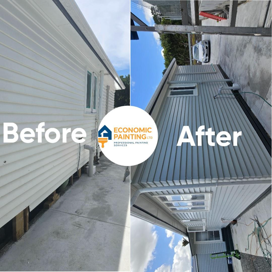 Before & after pics of an exterior of a house